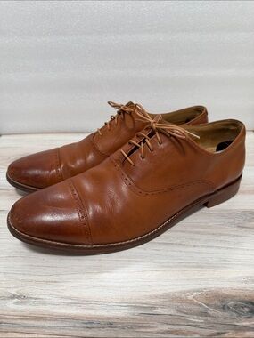 Cole Haan Grand.OS Cap Toe Oxford Men’s 13M Cognac Brown Leather Dress Shoes